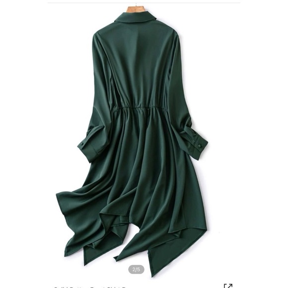 END OF SUMMER CLEARANCE!Plus 2xl (16) Hunter Green Solid Button Shirt Dress - Picture 2 of 4